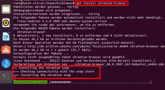 Chromium gibt es anscheinend nur noch als Snap in Ubuntu 20.04 Focal Fossa LTS