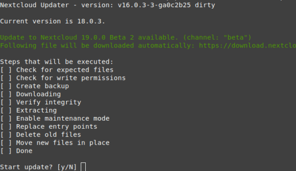 Upgrade auf Nextcloud 19 Beta 2