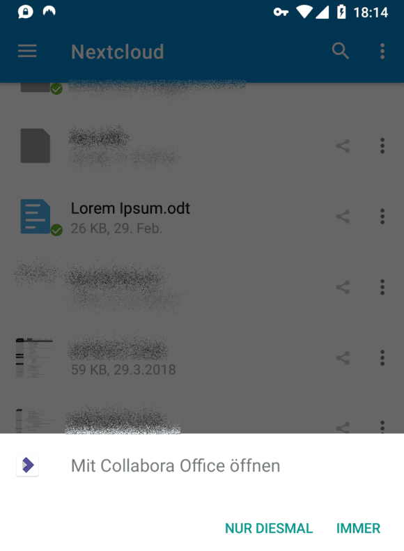 Nextcloud für Android 3.11.1: Ein Dokument mit einer lokalen App öffnen funktioniert