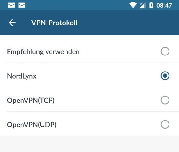 NordLynx bei Android einstellen