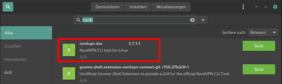 NordVPN Client unter Manjaro (in AUR)