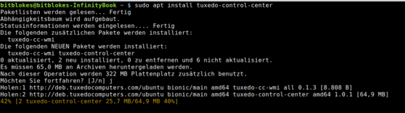 TUXEDO Control Center braucht über 300 MByte Platz