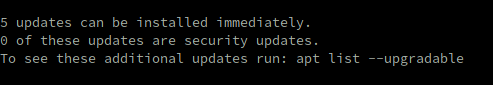Es sind 5 Updates für Ubuntu 20.04 verfügbar – danke für den Hinweis