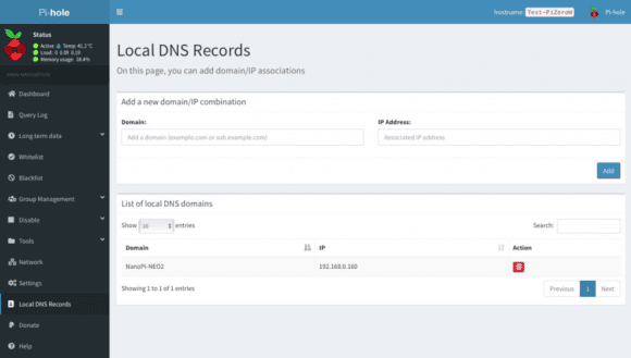 Local DNS Record (Quelle: pi-hole.net)