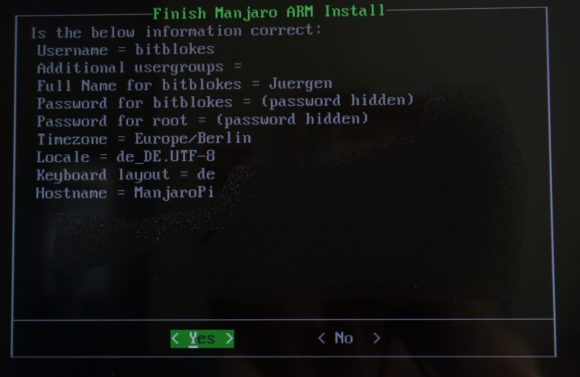 Manjaro Linux auf dem Raspberry Pi 4: Installation abschließen