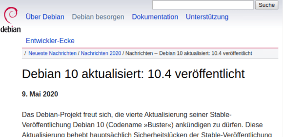 Debian 10.4 Buster ist verfügbar