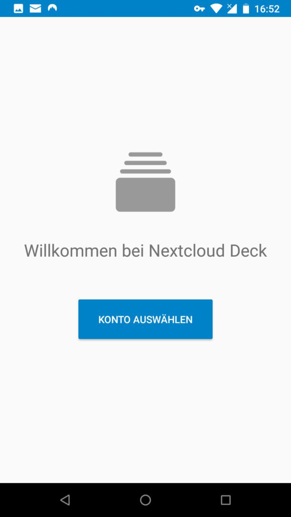 Nextcloud Deck für Android –zunächst wählst Du ein Konto aus