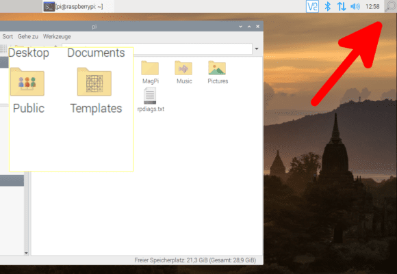 Beim neuen Raspberry Pi OS gibt es eine Lupe
