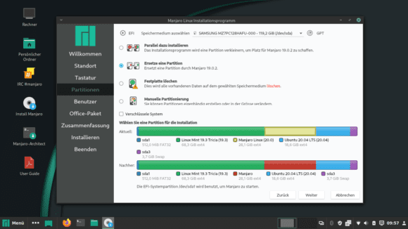 Manjaro – Partitionieren