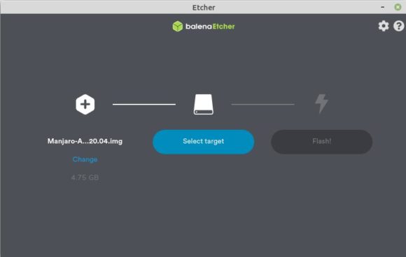 Manjaro Linux mit etcher auf die microSD-Karte installieren