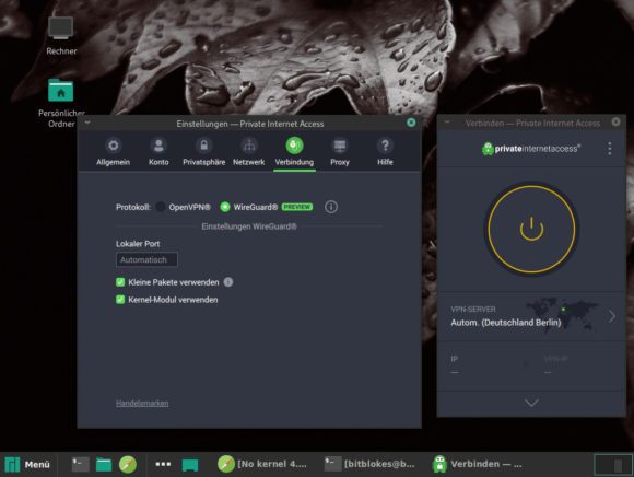 PIA-Client (Private Internet Access) unter Manjaro