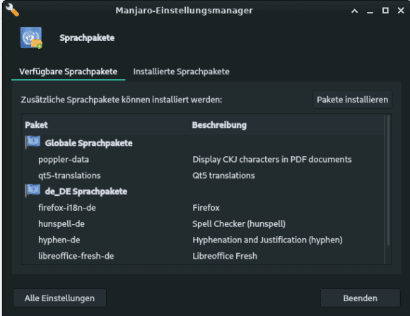 Es fehlen nachfolgende Sprachpakete ...