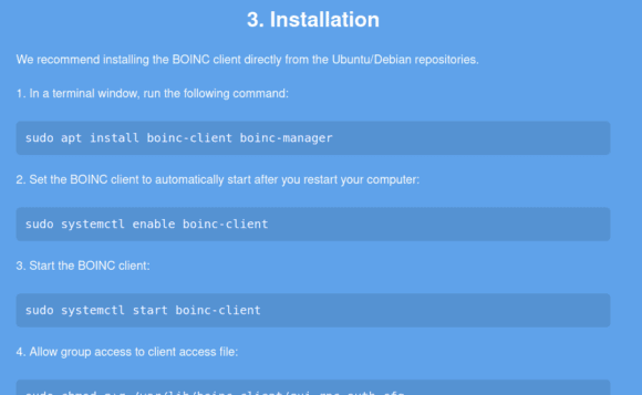 Der notwendige boinc-client ist bereits in den Repositories