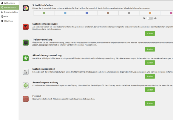 Erste Schritte bei Linux Mint 20