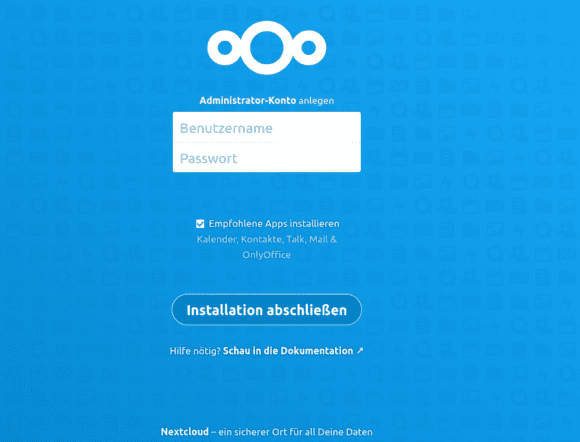 Installation der Nextcloud abschließen