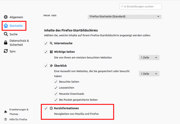 So deaktivierst Du die Kurzinformationen in Firefox