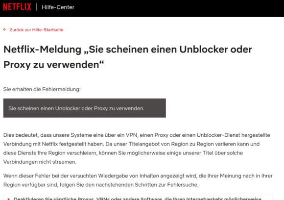 Netflix setzt Geoblocking ein und sperrt auch VPNs oder Proxies