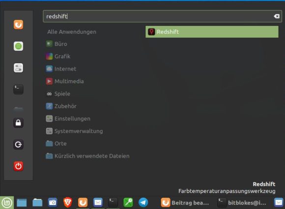 Mit Redshift die Augen unter Linux Mint 20 schonen