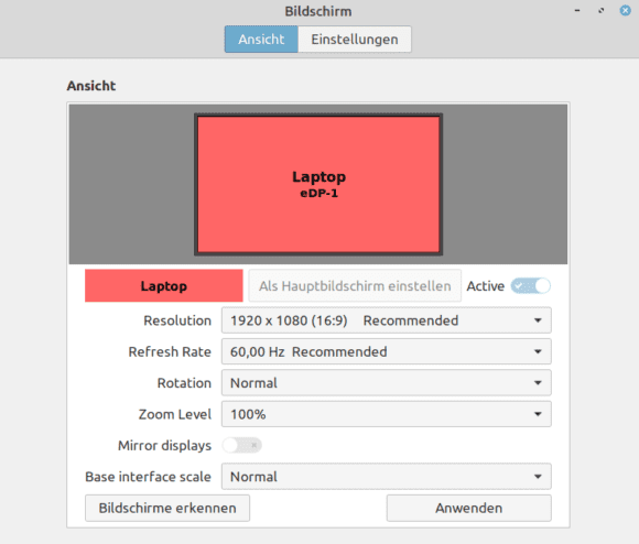 Bildwiederholfrequenz bei Linux mint 20 einstellen