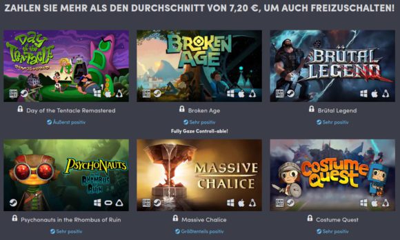 Schlage den Durchschnitt für Day of the Tentacle und Brütal Legend