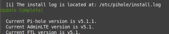 Upgrade auf Pi-hole 5.1 erfolgreich