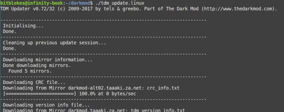 ./tdm_update.linux aktualisiert die Linux-Version