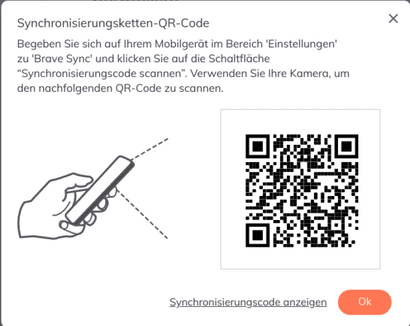 Du kannst Dir auch einen QR-Code anzeigen lassen