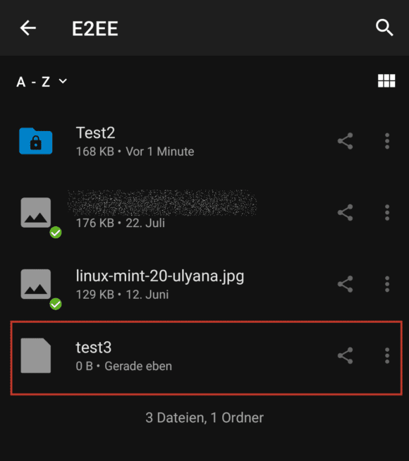 Der mit Linux angelegte Unterordner wird von Android nicht als solcher erkannt