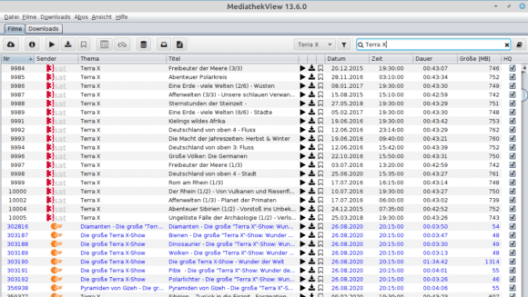 Terra X via MediathekView herunterladen