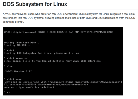 DSL – DOS Subsystem for Linux