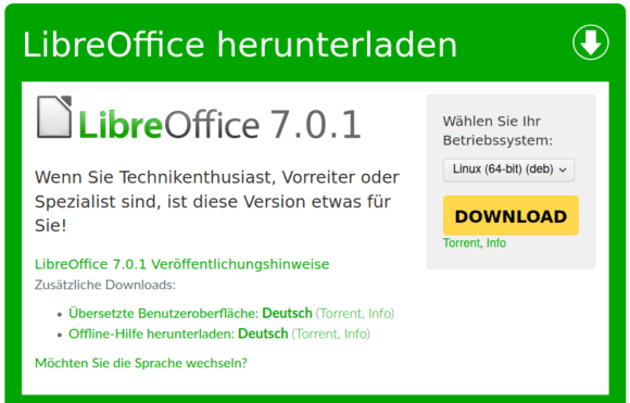 Ab sofort steht LibreOffice 7.0.1 zur Verfügung