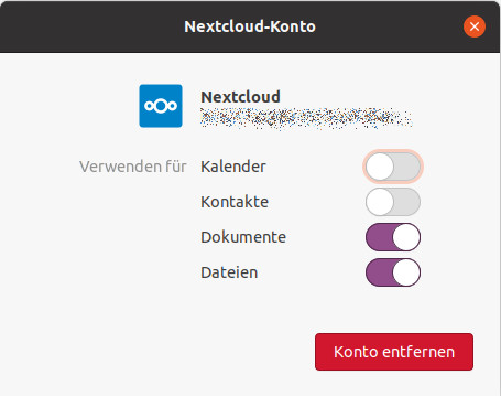 Kontakte und Kalender bei Nextcloud deaktiviert