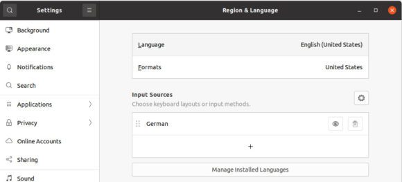 Die Sprachunterstützung war nicht vollständig, deswegen konnte ich das System zunächst nicht auf Deutsch umstellen