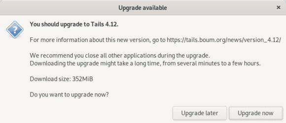 Upgrade auf Tails 4.12 ist möglich