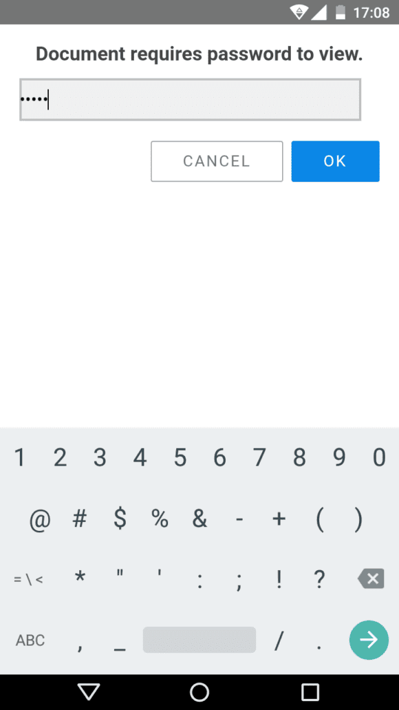 Mit Collabora Office für Mobile ein Passwort-geschütztes Dokument öffnen (Quelle: collaboraoffice.com)