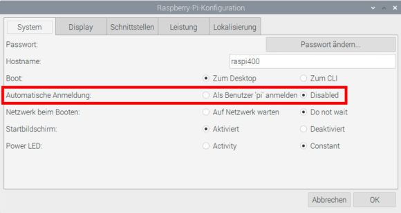 Automatische Anmeldung bei Raspberry Pi OS deaktivieren