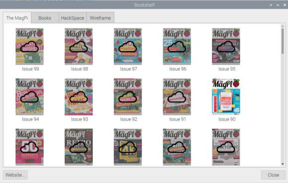 Bookshelf – das in Raspberry Pi OS enthaltene Bücherregal