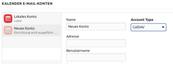 CalDAV ist eine Option beim Vivaldi-Kalender
