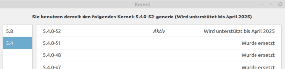 Kernel-Downgrade auf Linux 5.4 hat funktioniert