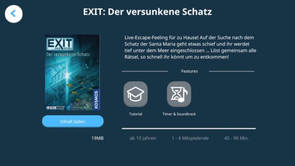 Die App erklärt die Exit-Spiele