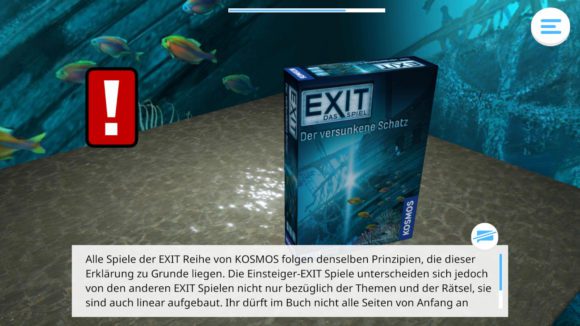 Die Kosmos Erklär-App liest Dir die Anleitung für die Exit-Spiele vor