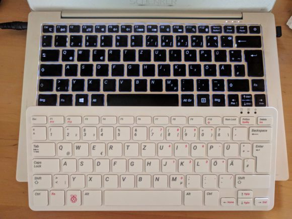 Die Größe der Tastatur zum Vergleich