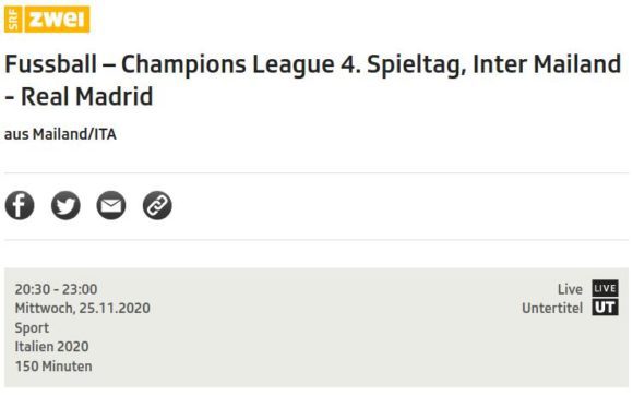 Inter Mailand gegen Real Madrid – mit einem VPN kannst Du SRF live und kostenlos schauen