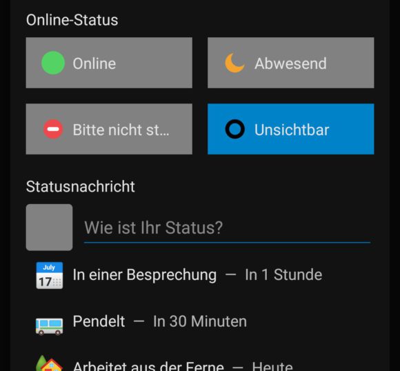 Status setzen bei Nextcloud für Android 3.14