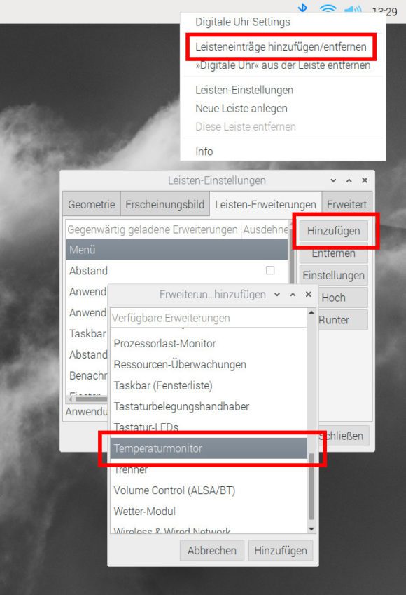 Temperatur mit dem Temperaturmonitor überwachen