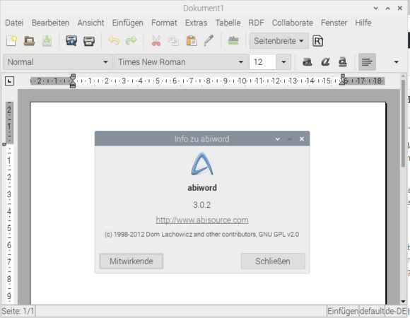 Abiword ist eine leichtgewichtige Textverarbeitung