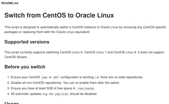 Von CentOS auf Oracle Linux umstellen