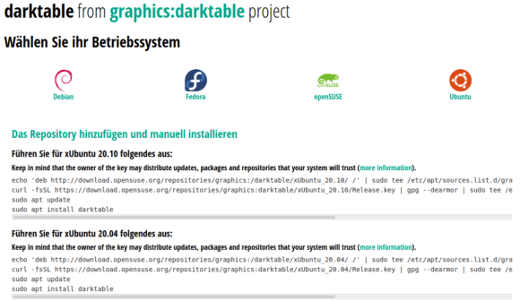 Aktuelle Darktable-Version unter Ubuntu installieren