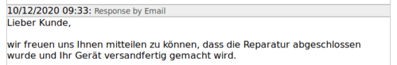 Die Reparatur ist abgeschlossen