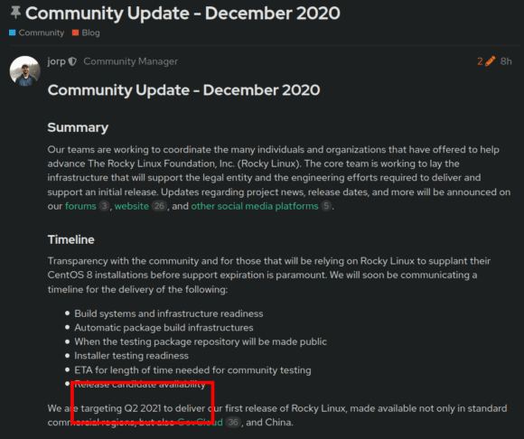 Erste Version von Rocky Linux voraussichtlich im Q2 2021